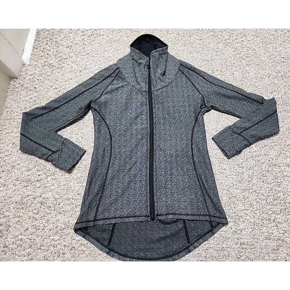 Ptula Womens Black Gray Heathered Full Zip Performance Jacket Size Large L